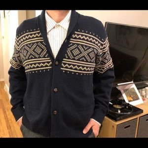 J. Crew Factory Fair Isle Cardigan 100% lambswool